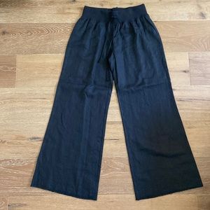 Brand-new, Black, tie front, linen pant, frayed hem